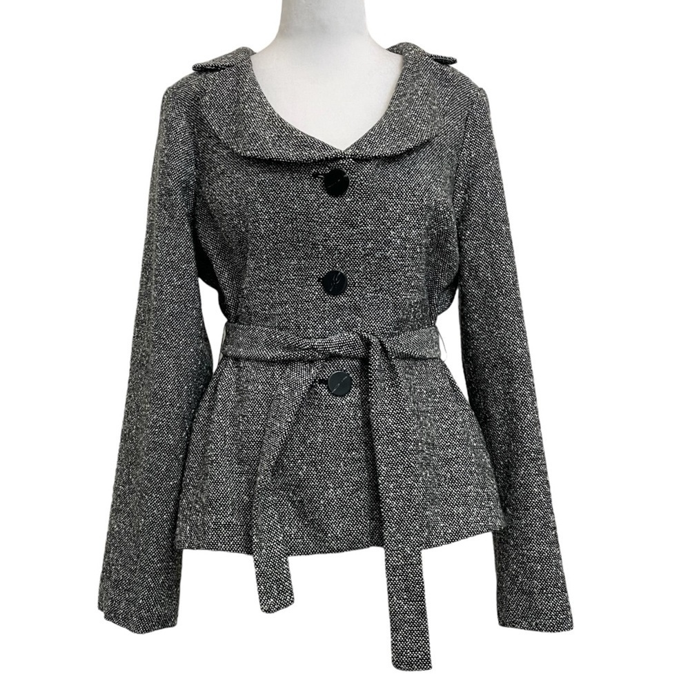 Sandro Vintage Sportswear Black & White Boucle Mod Tailored Jacket